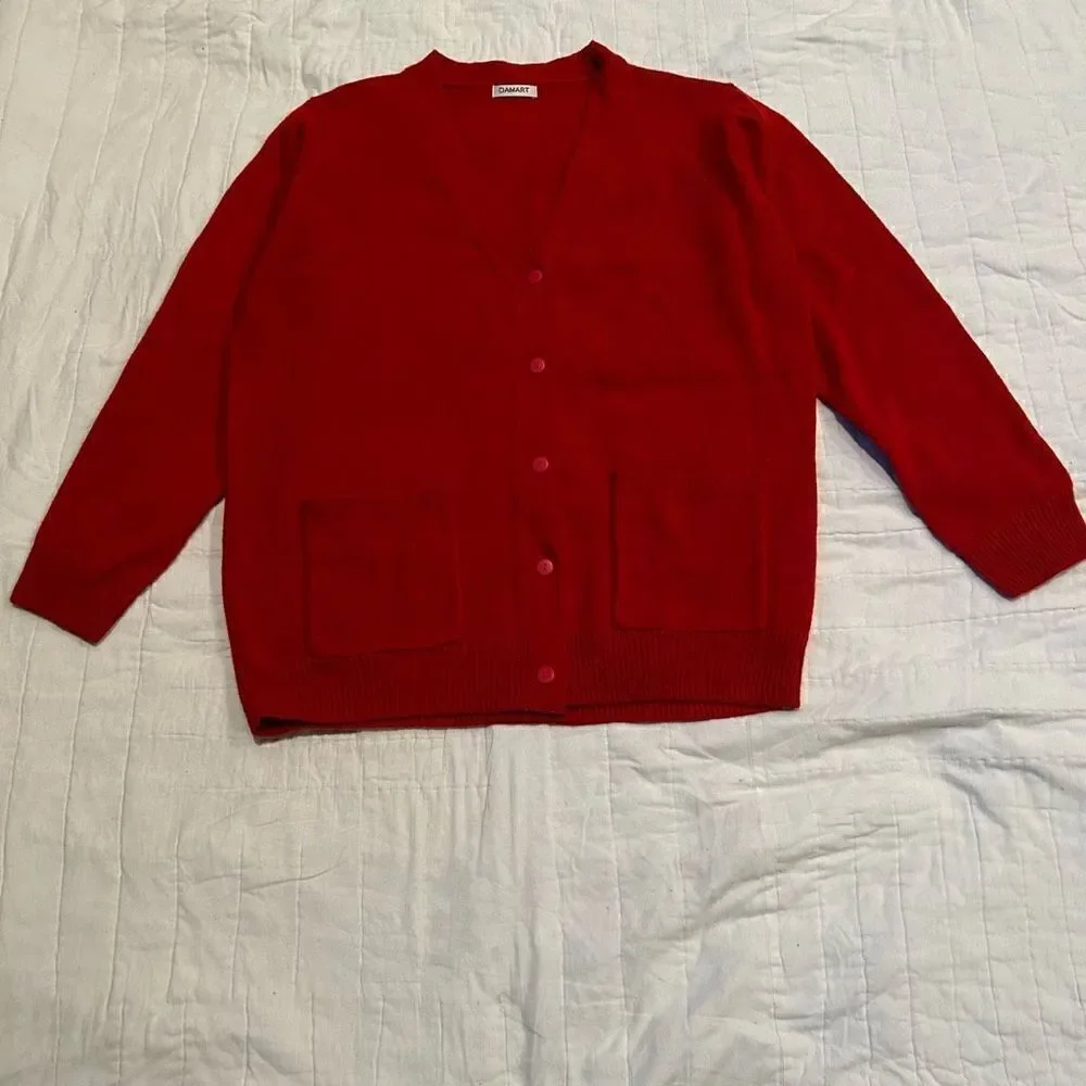 Damart Classic Cardigan in deep red excellent pre owned condition $50 Msrp Large
